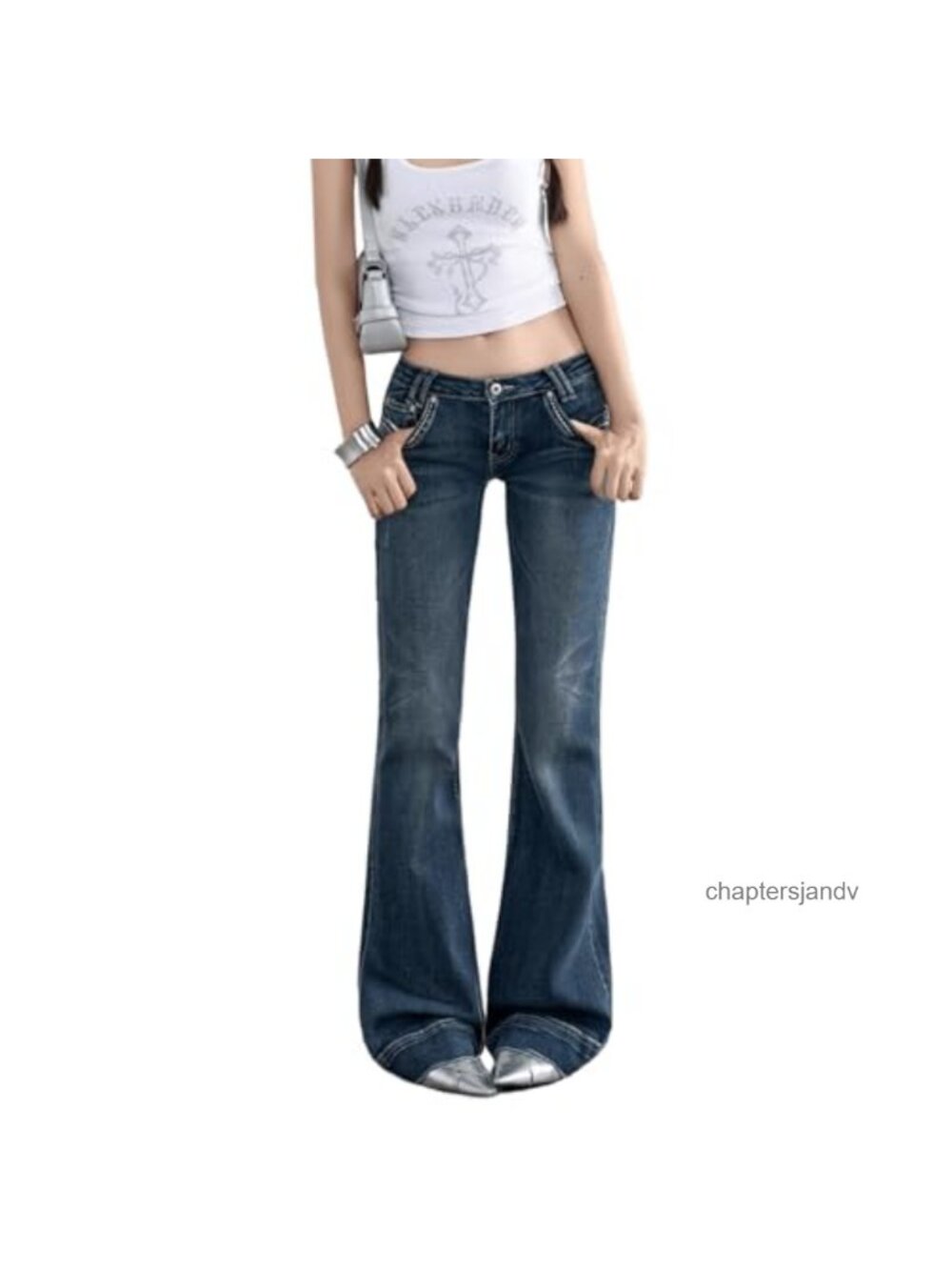 Women's Low Rise Flare Jeans Stretch Denim Bootcut Baggy Pants